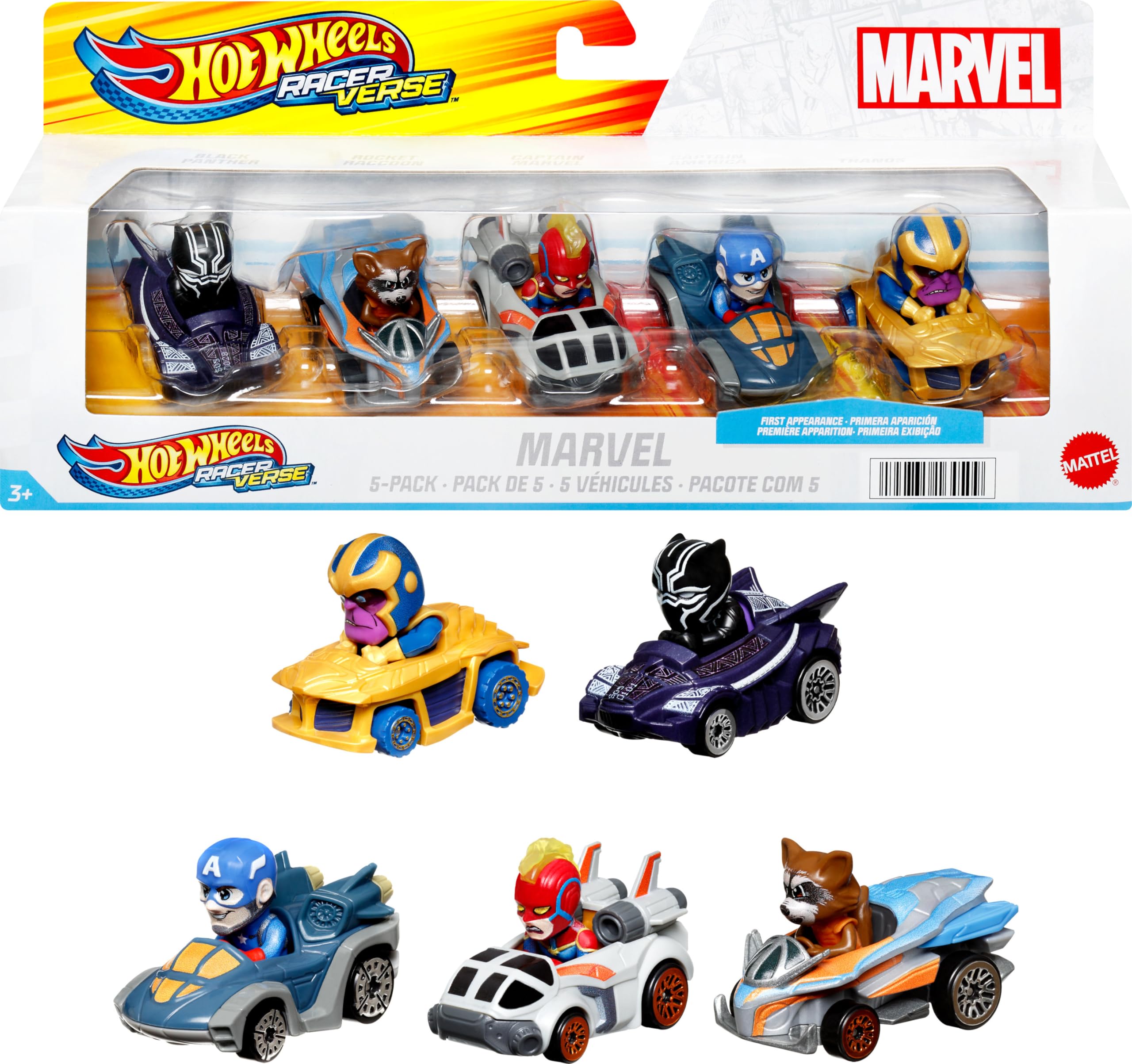 Hot Wheels Marvel RacerVerse Rocket racer on track ready for fast action