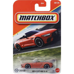 Hot Wheels Matchbox Mercedes-AMG SL 63 orange, 1:64 scale diecast for display or collection