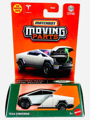 Hot Wheels Match Box Tesla Cybertruck (Grey) die-cast model with moving parts for play and display.