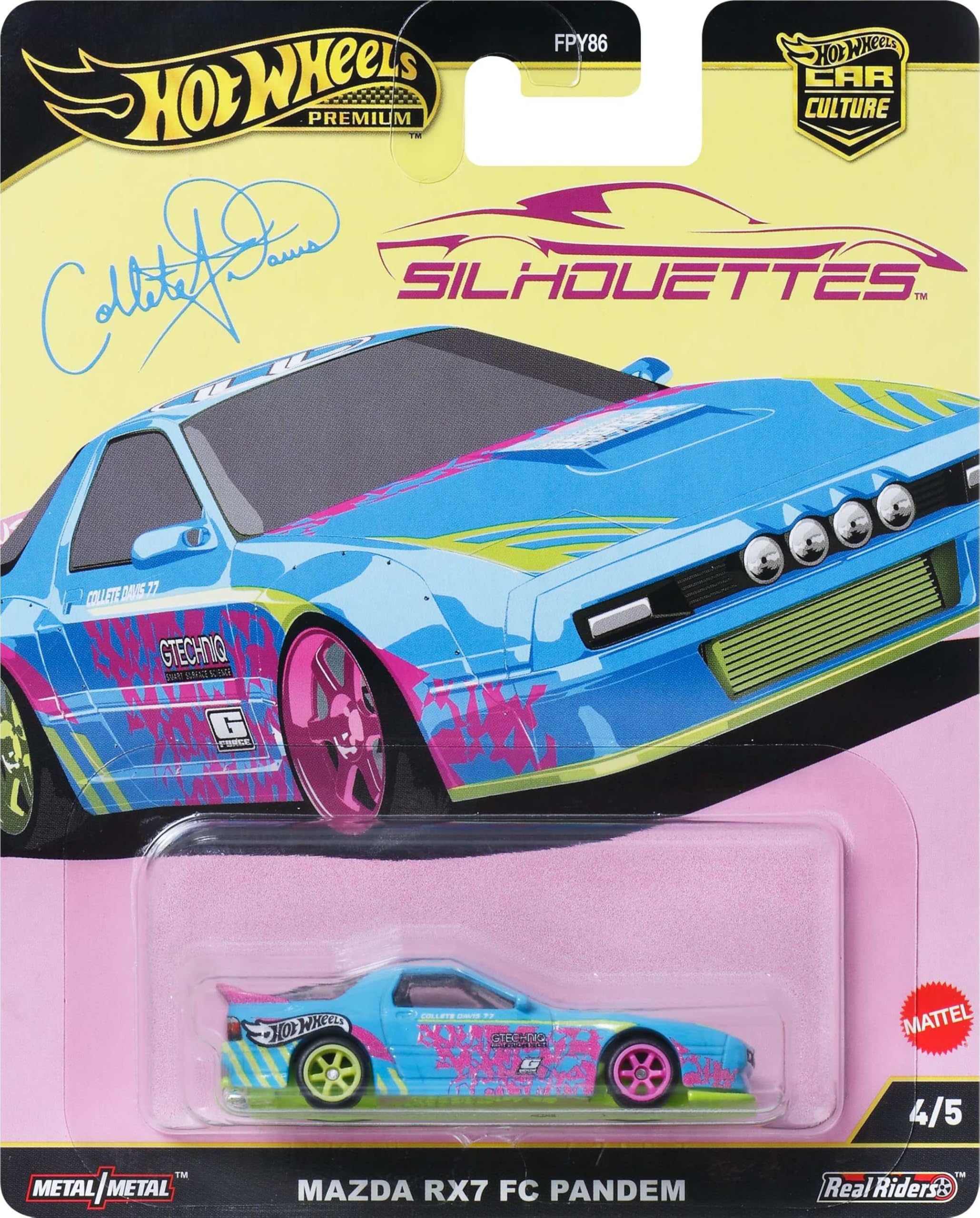 Hot Wheels Mazda RX-7 FC Pandem silhouette with Real Riders tires for display and collection