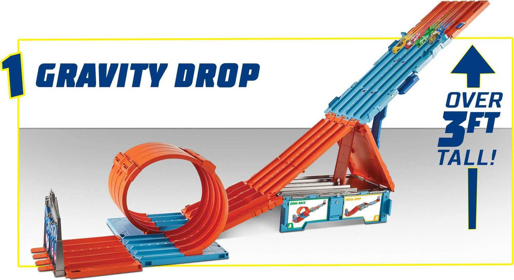 Hot Wheels Mega Jump captures dramatic launches for action-packed sessions.