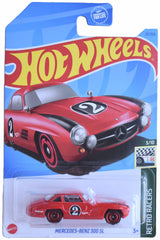 Hot Wheels Mercedes-Benz 300 SL 1:64 die-cast in red finish for display and collection.