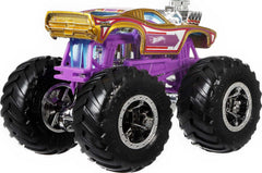 Hot Wheels Monster Trucks 4-Pack truck 3 view showcases unique crash attack design.