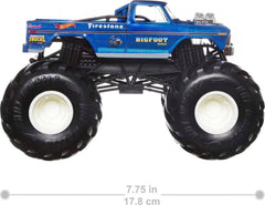 Back view of Hot Wheels truck showing character stats for storytelling inspiration.