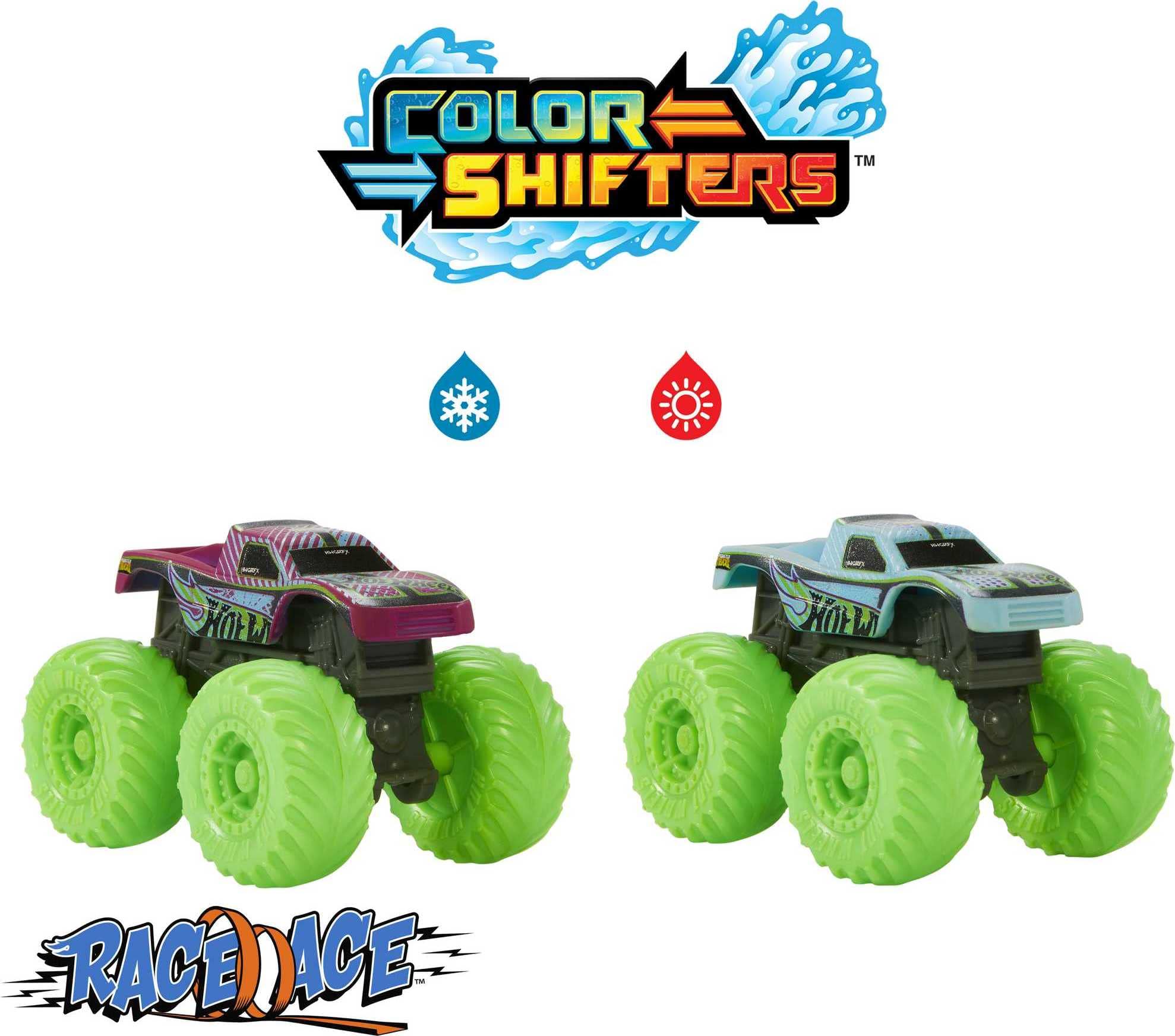 Hot Wheels Race Ace Color Reveal barrel with dual color options