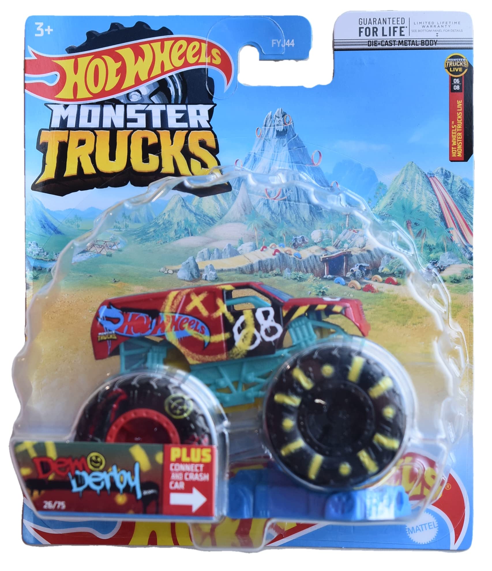 Hot Wheels Monster Trucks Demo Derby car ready for action-packed crashes