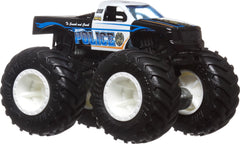 Close-up of giant wheels and rugged tires on Hot Wheels Monster Trucks