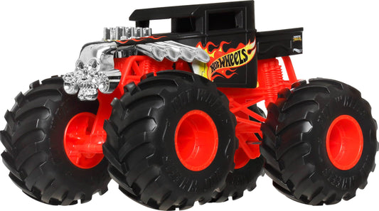 Hot Wheels Monster Trucks with giant wheels designed for dramatic crashes and stunts.