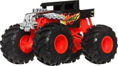 Hot Wheels Monster Trucks with giant wheels designed for dramatic crashes and stunts.