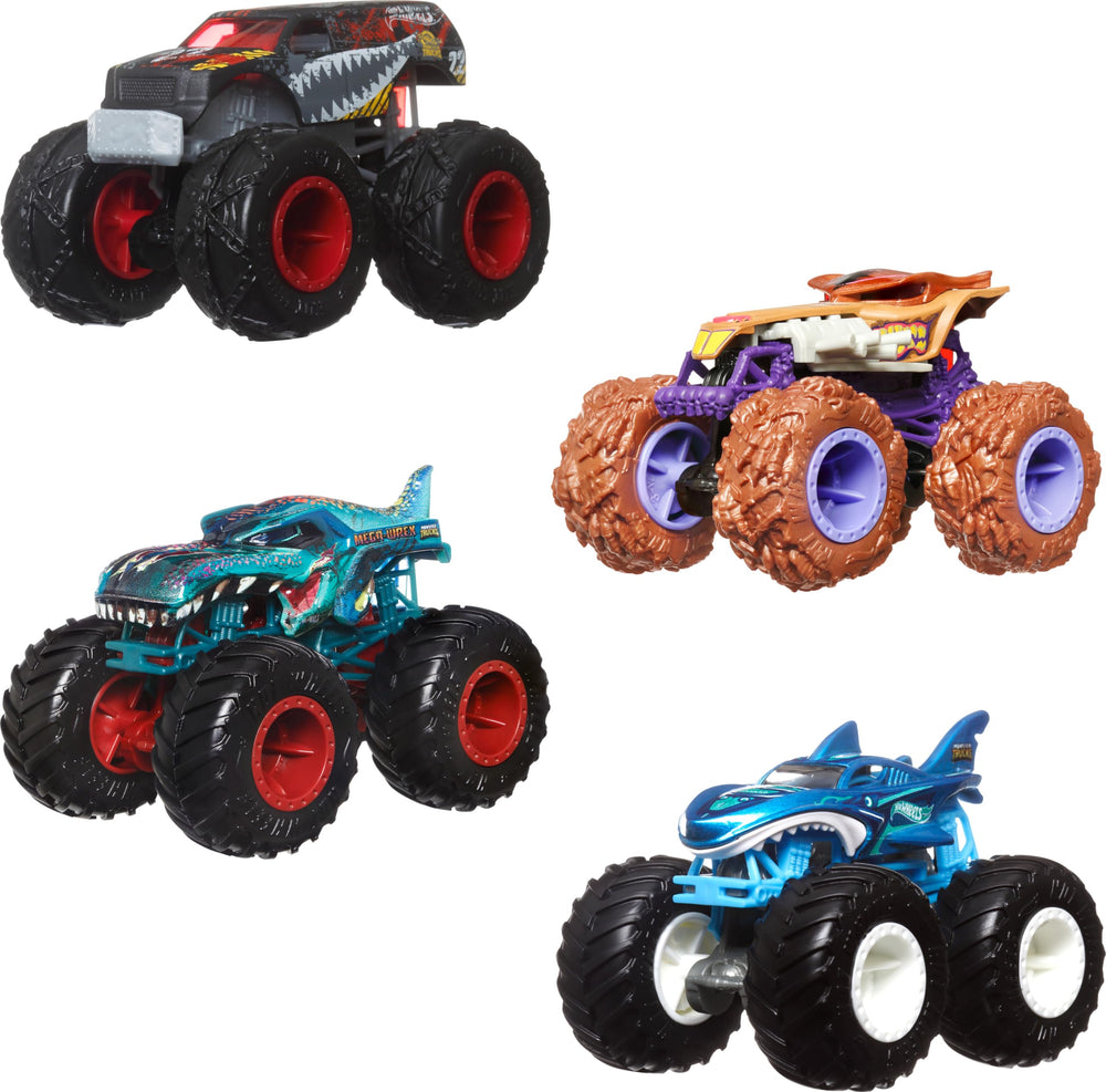 Hot Wheels Monster Trucks with giant wheels for epic crash and smash play.