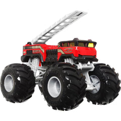 Hot Wheels Monster Trucks Oversized 5 Alarm side view, durable die-cast build for rugged play.