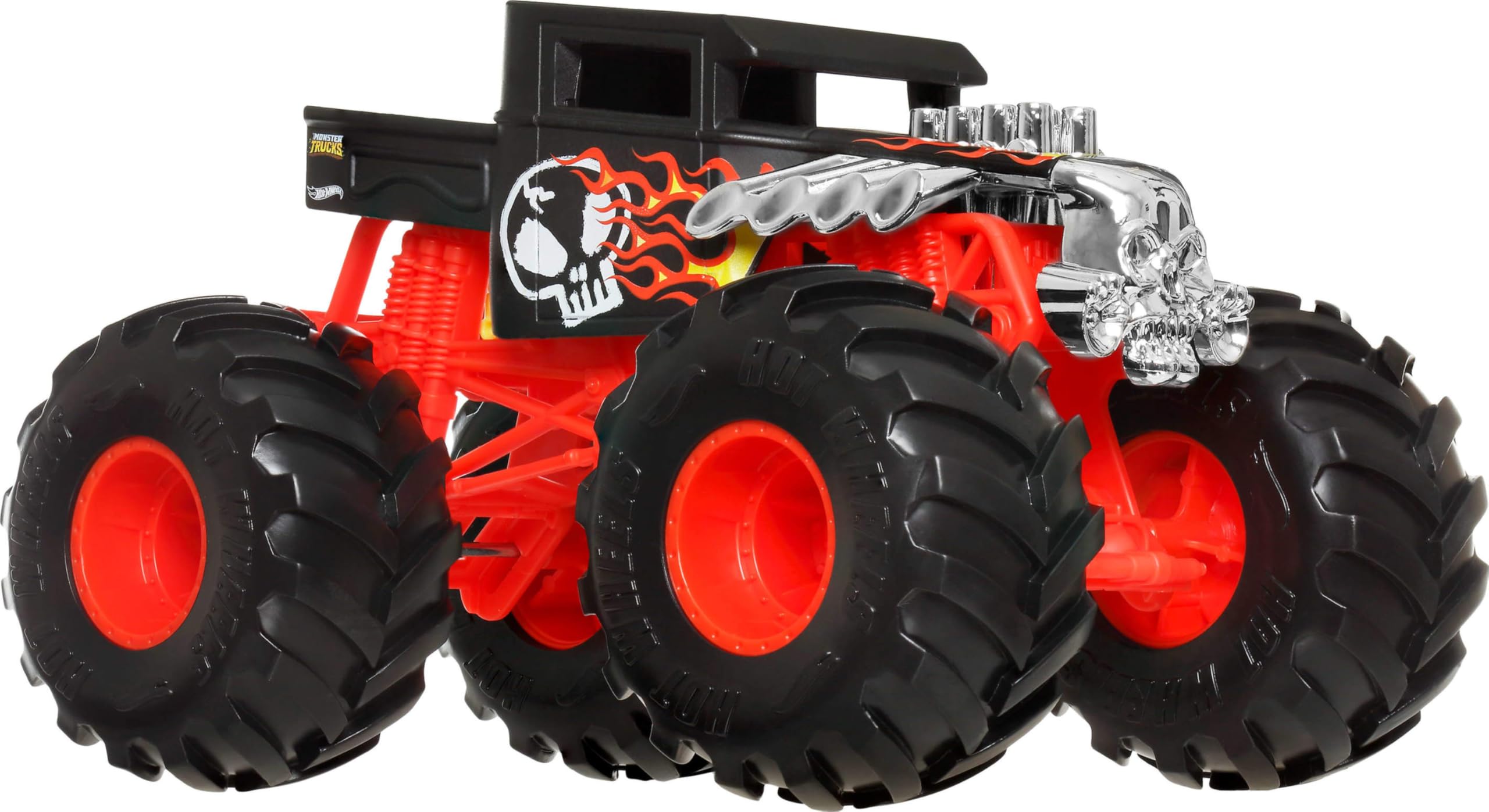 Hot Wheels Monster Trucks 1:24 oversized truck with a durable die-cast body for rugged play.