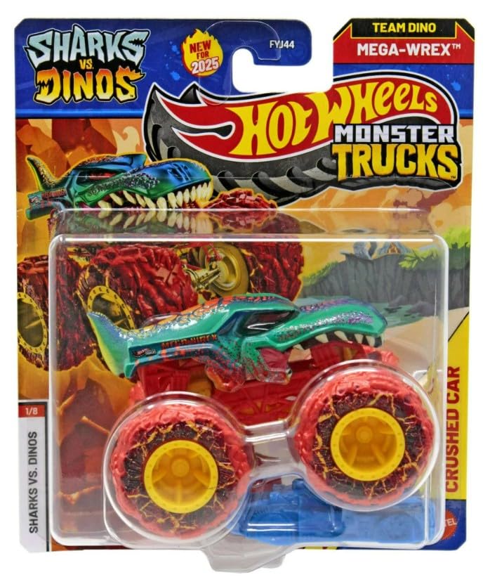 Hot Wheels Sharks vs Dinos 1:64-scale monster truck die-cast, durable fun for play and display.