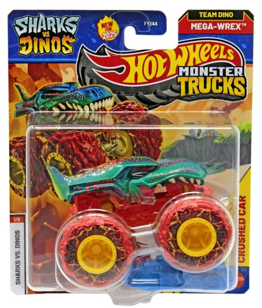 Hot Wheels Sharks vs Dinos 1:64-scale monster truck die-cast, durable fun for play and display.