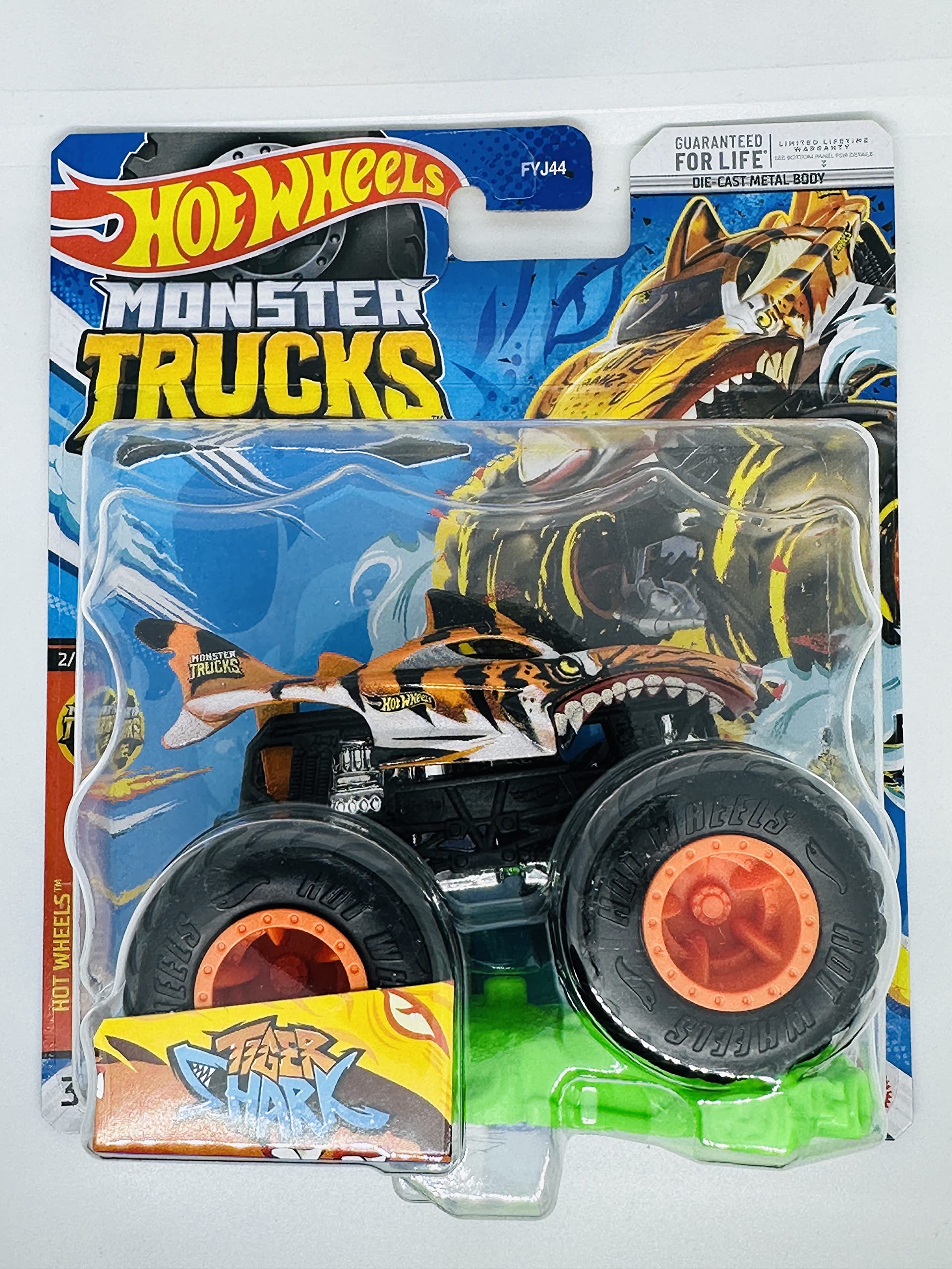 Hot Wheels Tiger Shark 1:64-scale monster truck for display and action-packed play