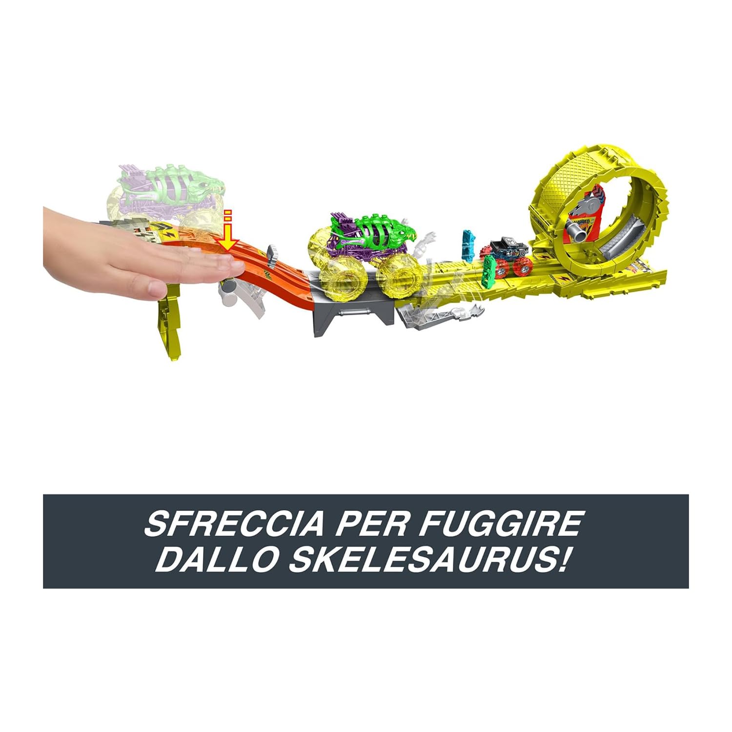 Hot Wheels Monster Trucks Track Set Randomizer adds surprise outcomes to the chase.