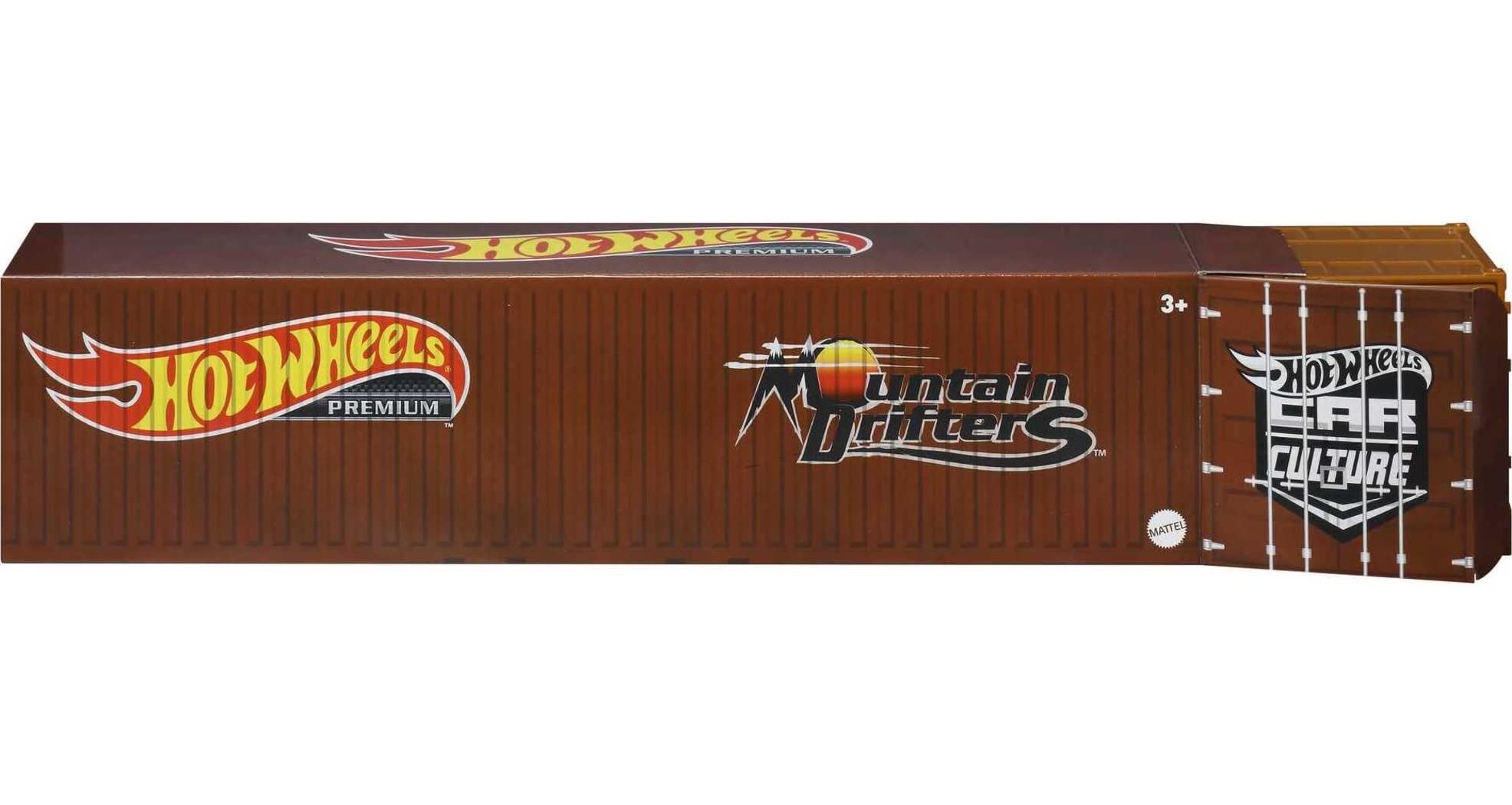 Hot Wheels Mountain Drifters design container set close-up for premium display