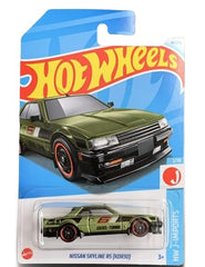 Hot Wheels Nissan Skyline RS KDR30 green 1/10 scale die-cast for display and collections.