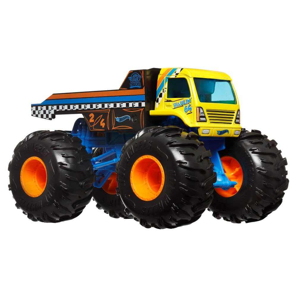 Hot Wheels oversized hauler flatbed truck for dramatic display and playtime.