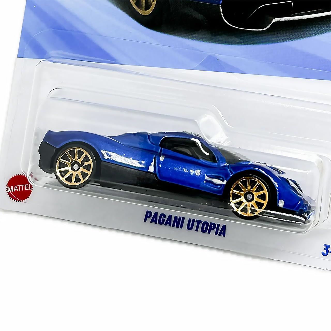 Hot Wheels Pagani Utopia Peak Persuit blue metallic short card for display and play