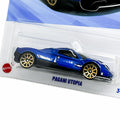 Hot Wheels Pagani Utopia Peak Persuit blue metallic short card for display and play