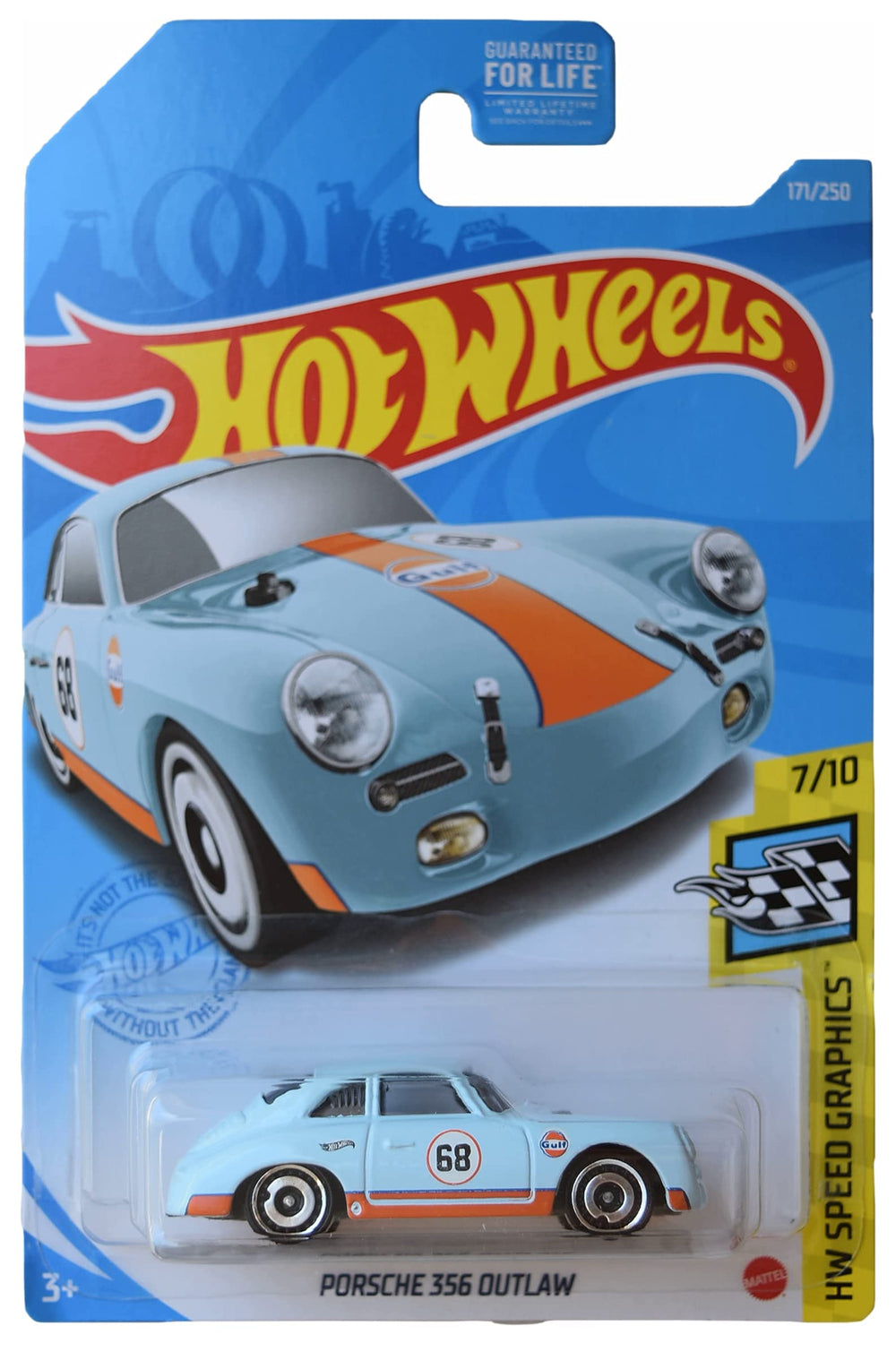 Hot Wheels Porsche 356 Outlaw blue die-cast model ideal for display and collection.