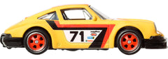 Hot Wheels Porsche 911 1971 metal-metal chassis closeup shows durable build for shelf.