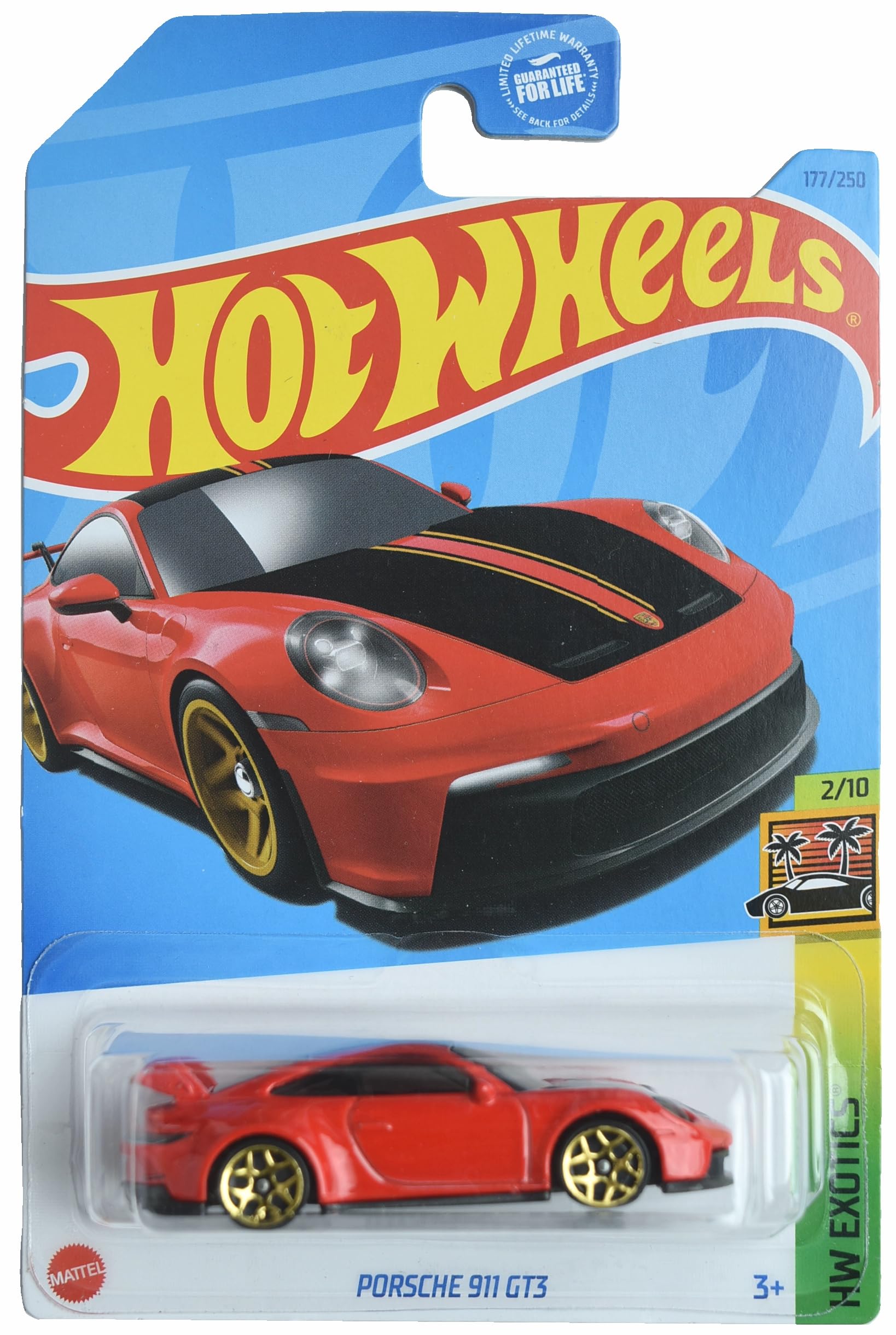 Hot Wheels Porsche 911 GT3 Exotics red die-cast car for collectors and imaginative play.