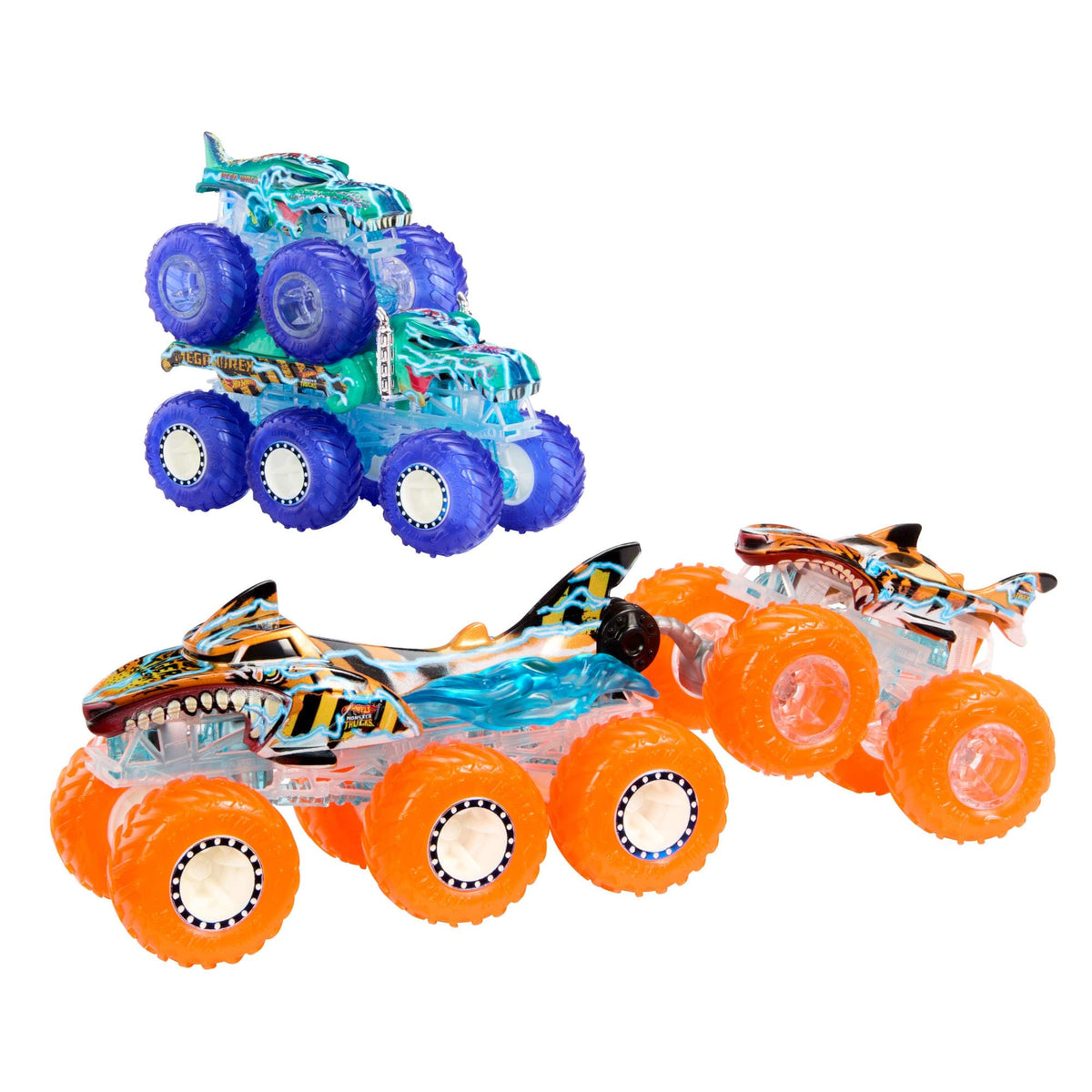 Hot Wheels Power Smashers Tiger Shark truck front view for high-energy play.