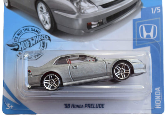 Hot Wheels Honda Prelude 1998 silver front view, adds shine to display shelves