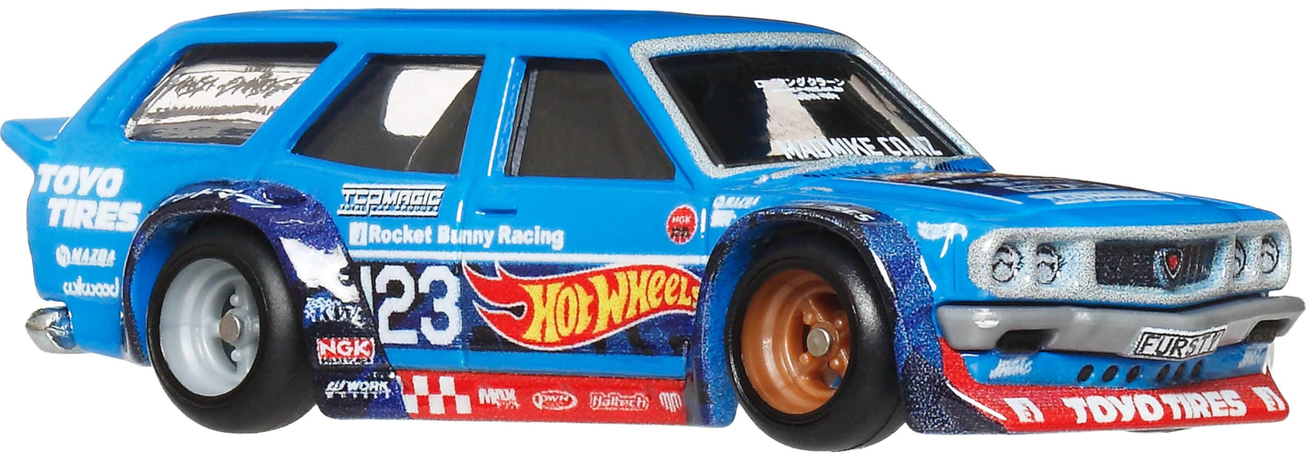 Hot Wheels Premium Car Culture Evo IX Wagon top view, showcases deco and branding.