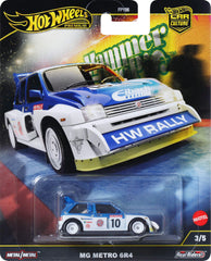 Hot Wheels Premium Car Culture 86 MG Metro 6R4 die-cast with authentic deco.