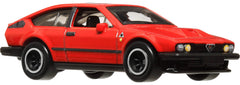Hot Wheels Alfa Romeo GTV6 3.0 side view with Real Riders tires for authentic display.