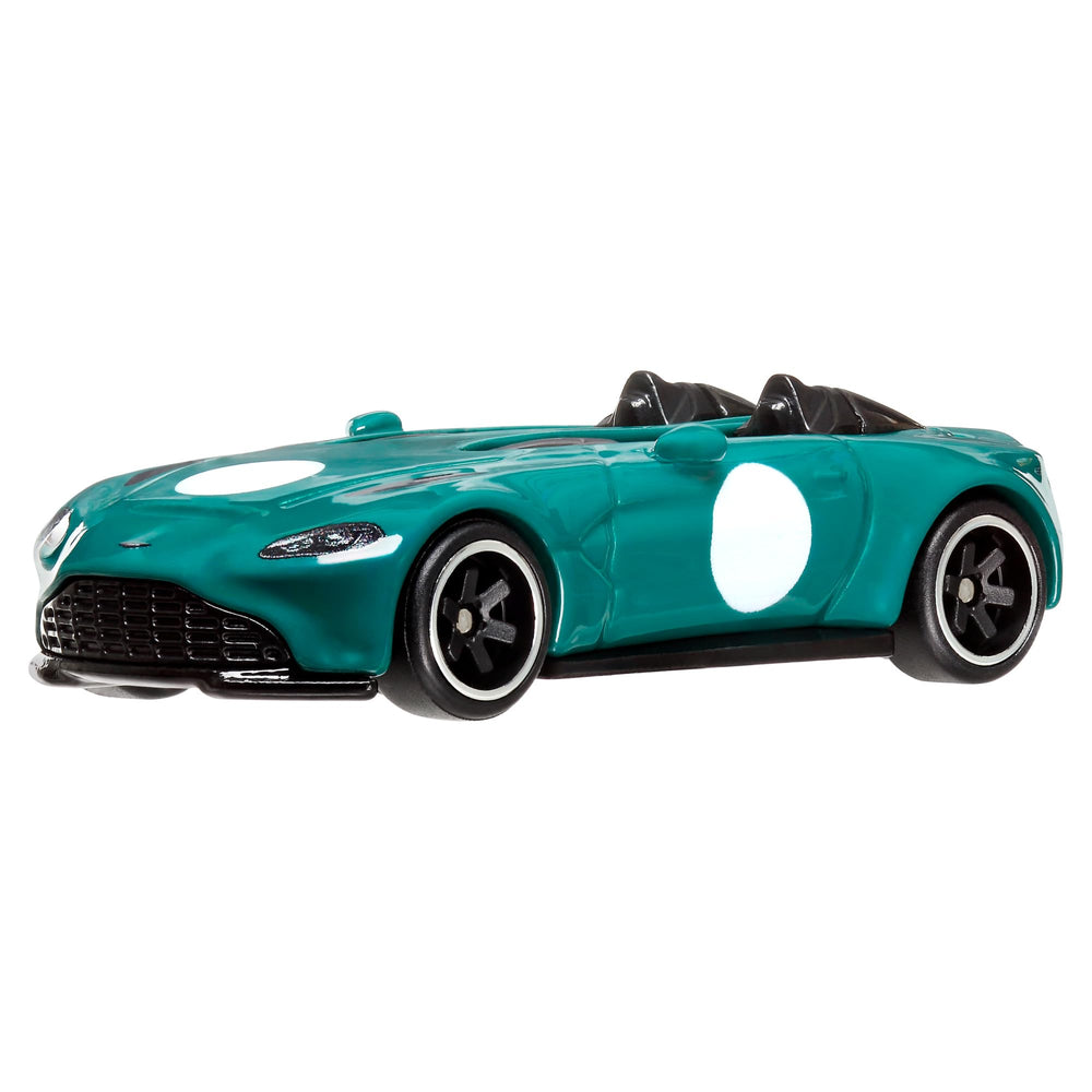 Hot Wheels Aston Martin V12 Speedster front view shows authentic deco for display and collection