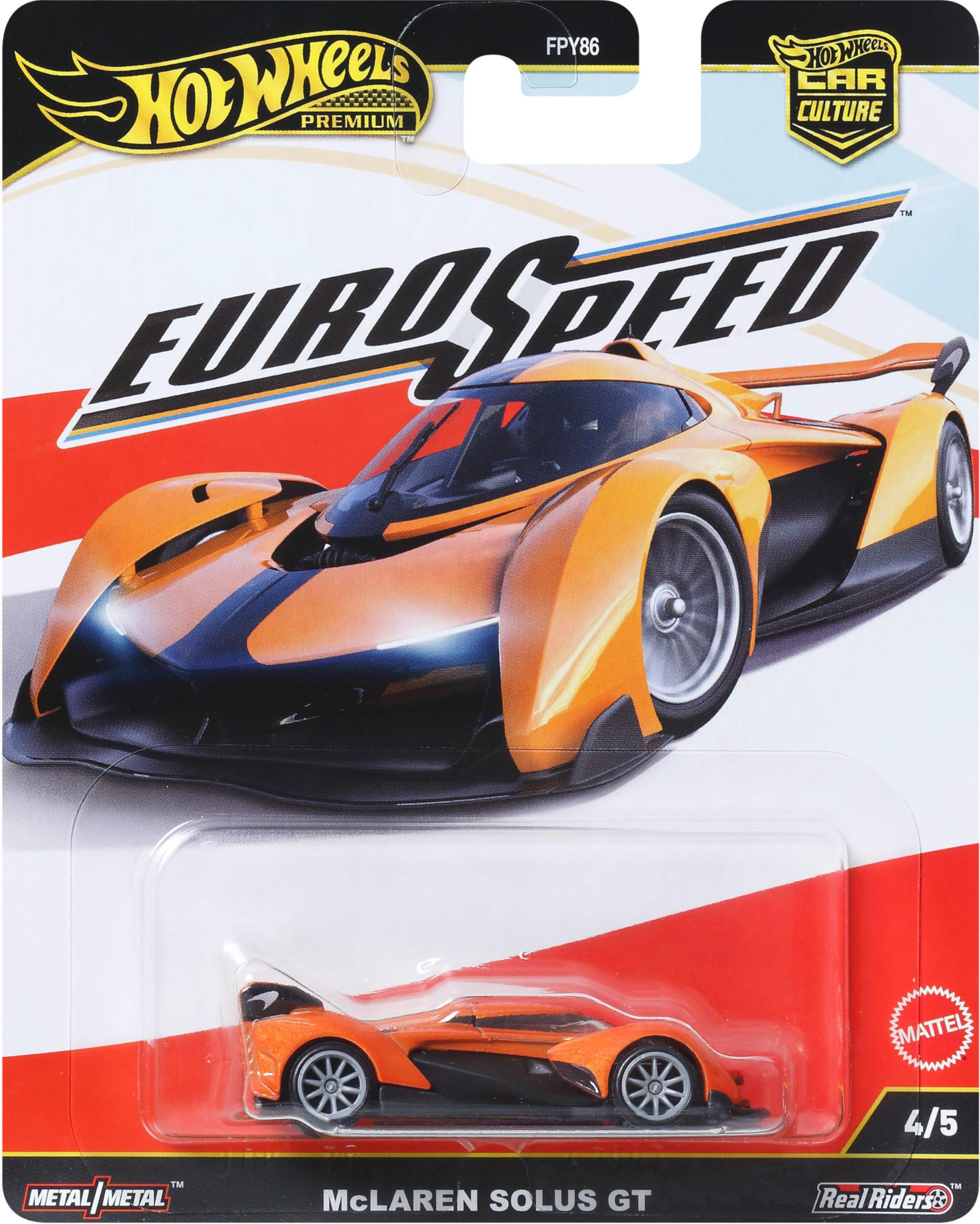 Hot Wheels McLaren Solus GT front-angle showcasing collectible design and premium finish for display