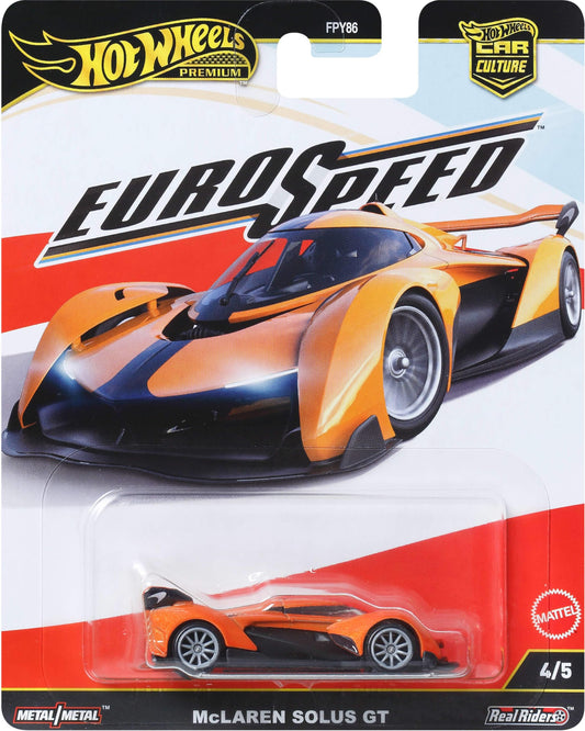 Hot Wheels McLaren Solus GT front-angle showcasing collectible design and premium finish for display