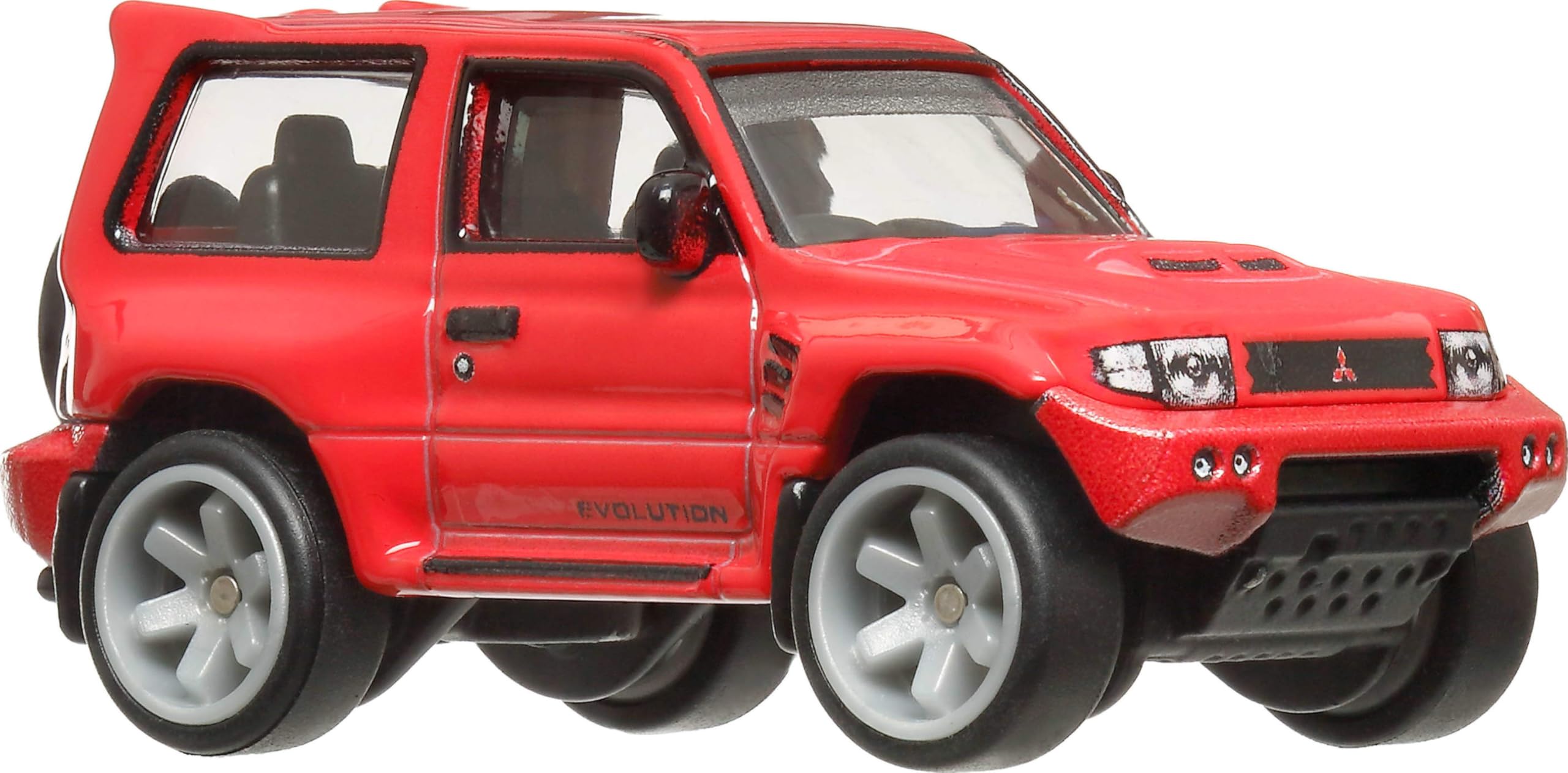 Hot Wheels Real Riders tires close-up on Pajero Evolution Terra Trek.