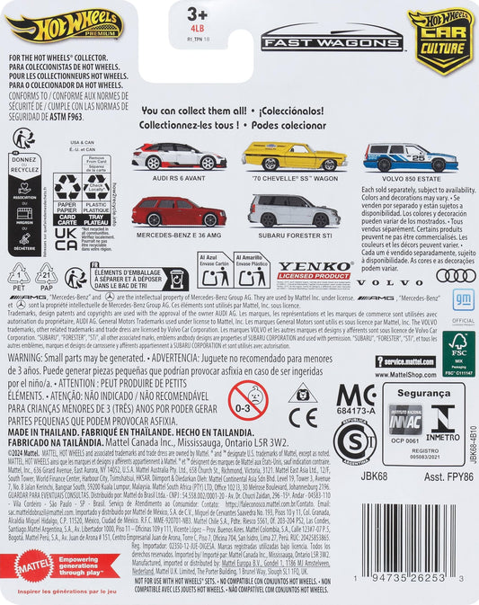 Hot Wheels Premium Car Culture Volvo 850 Estate with Real Riders tires, authentic deco for display.