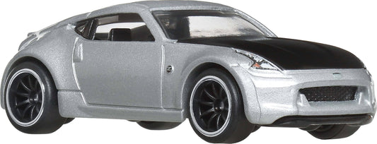 Hot Wheels Premium Fast-Furious 1:64 car side view highlights vivid decos for display.