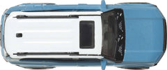 Hot Wheels Premium Land Cruiser Calvary Blue deco enhances shelf appeal.