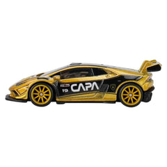 Hot Wheels Premium Pop Culture Lamborghini Huracán LP620-2 metallic detailing adds shine.