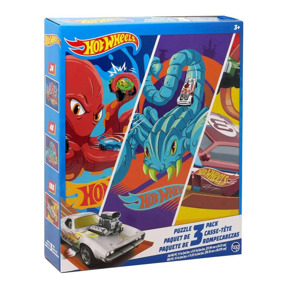 Hot Wheels puzzles 48pc: engaging scenes to improve focus during shared play.