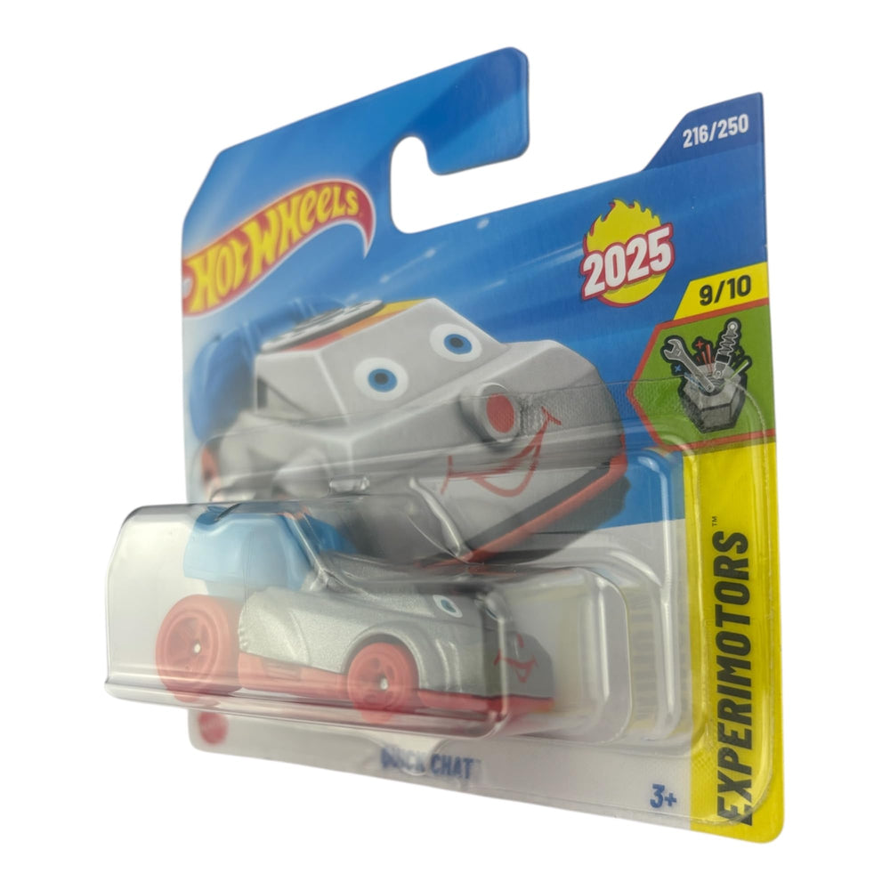 Hot Wheels Quick Chat Silver Telephone side view showcasing sleek metallic finish for display.