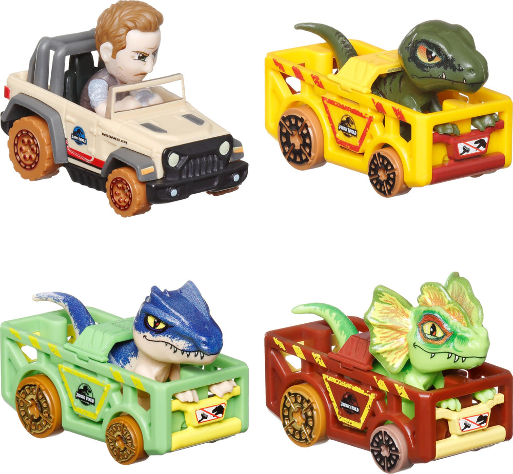 Hot Wheels RacerVerse Dilophosaurus first-appearance vehicle with collectible detail.