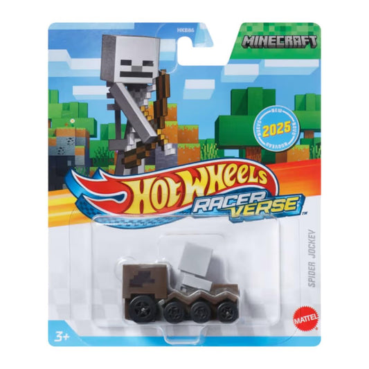 Hot Wheels Racerverse Minecraft Spider Jockey front view with durable die-cast body for play