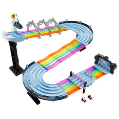 Hot Wheels Rainbow Road Raceway straight and curved layouts for varied challenges