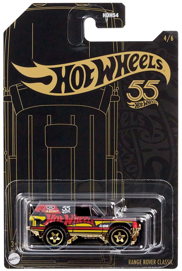 Hot Wheels Range Rover Classic 55th Anniversary side view die-cast car highlighting premium finish and collectible appeal