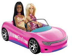 Hot Wheels RC Barbie Convertible front view in pink for stylish, imaginative play.