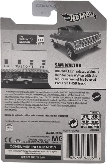 Hot Wheels Sam Walton Ford F-150 1:64 side view perfect for collectors display.