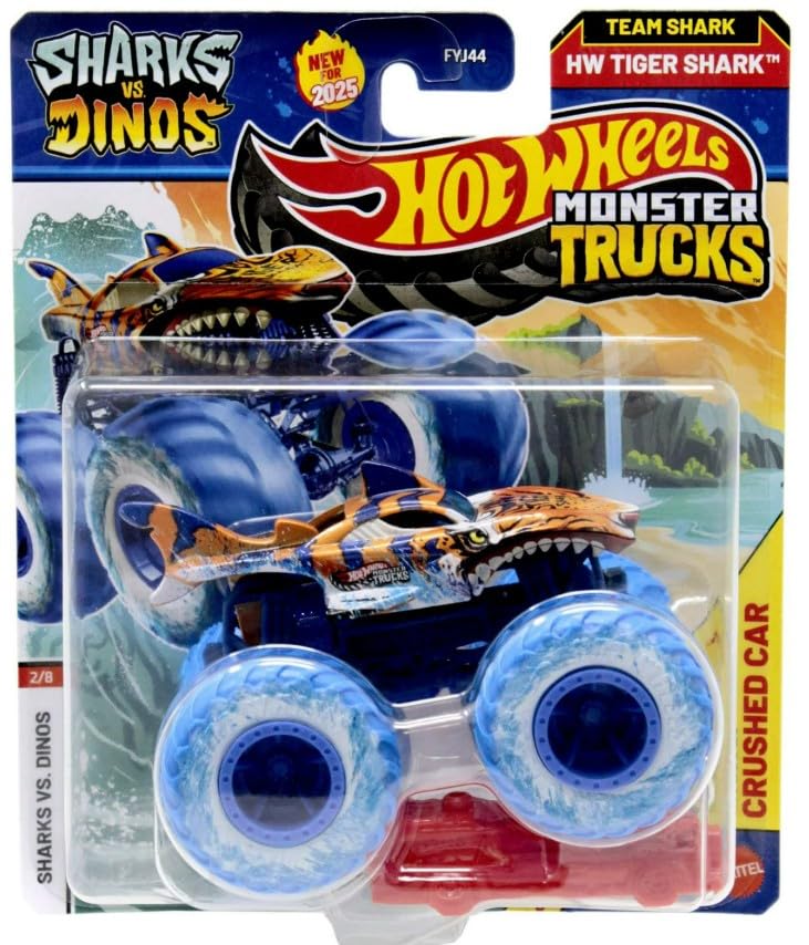 Hot Wheels Sharks vs Dinos 1:64 die-cast truck for action play and display.
